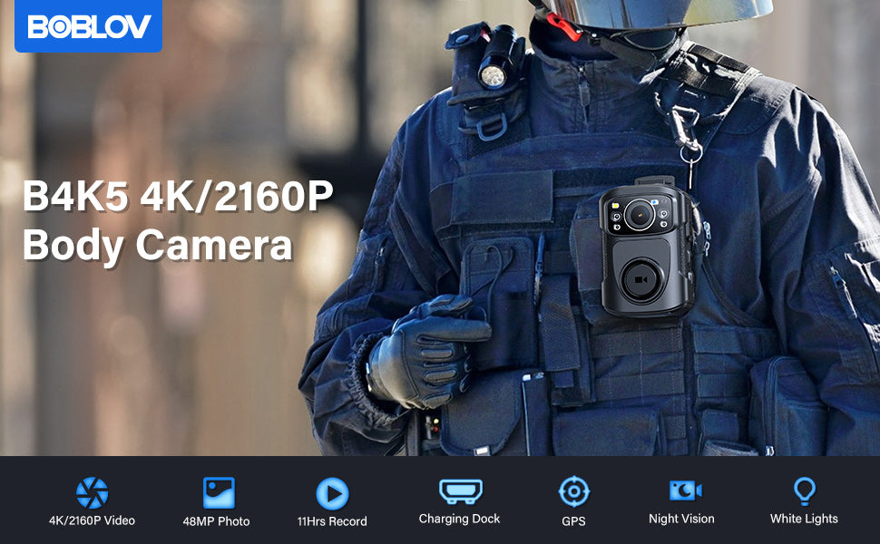 📸 Caméra Corporelle 4K BOBLOV B4K5 – Avec Audio, GPS & Vision Nocturne Ma boutique