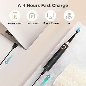 Brosse à dents électrique Fairywill FW-508 à ultrasons – Rechargeable, Minuteur, 5 Modes, Charge rapide, 8 têtes pour adultes - BLACKBEARD OUTDOOR INDUSTRIES