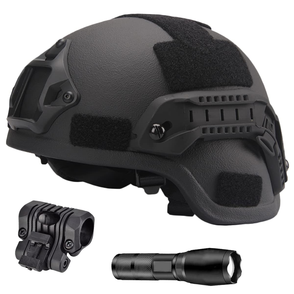 ANSNOW Casque Pare-Balles Militaire Lourd Nij Iiia En Aramide, Gilet Airsoft, Porte-Plaque À Dégagement Rapide, Gilet Tactique Militaire, Avec Lampe de Poche Et Support/C1
