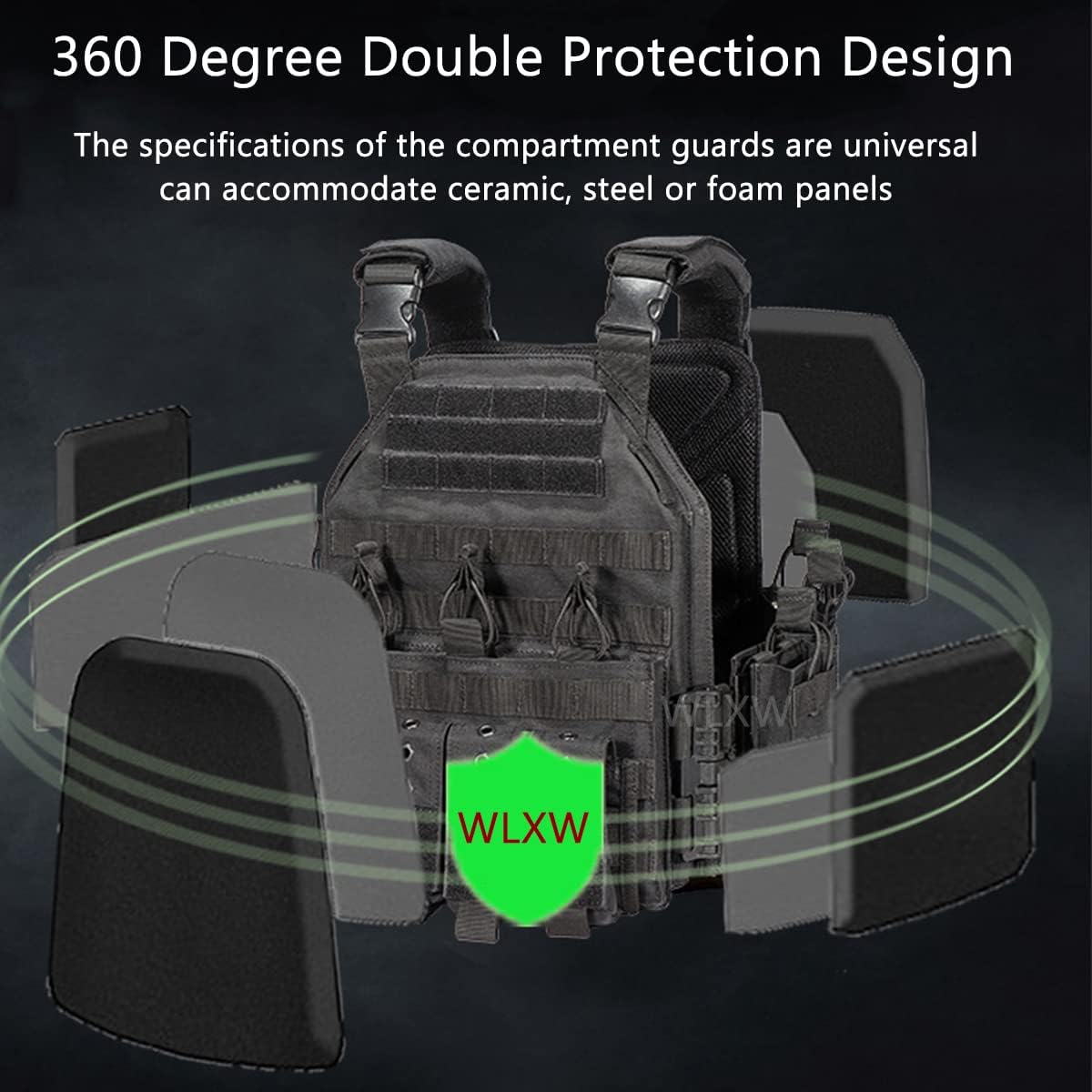 ANSNOW Casque Pare-Balles Militaire Lourd Nij Iiia En Aramide, Gilet Airsoft, Porte-Plaque À Dégagement Rapide, Gilet Tactique Militaire, Avec Lampe de Poche Et Support/C1
