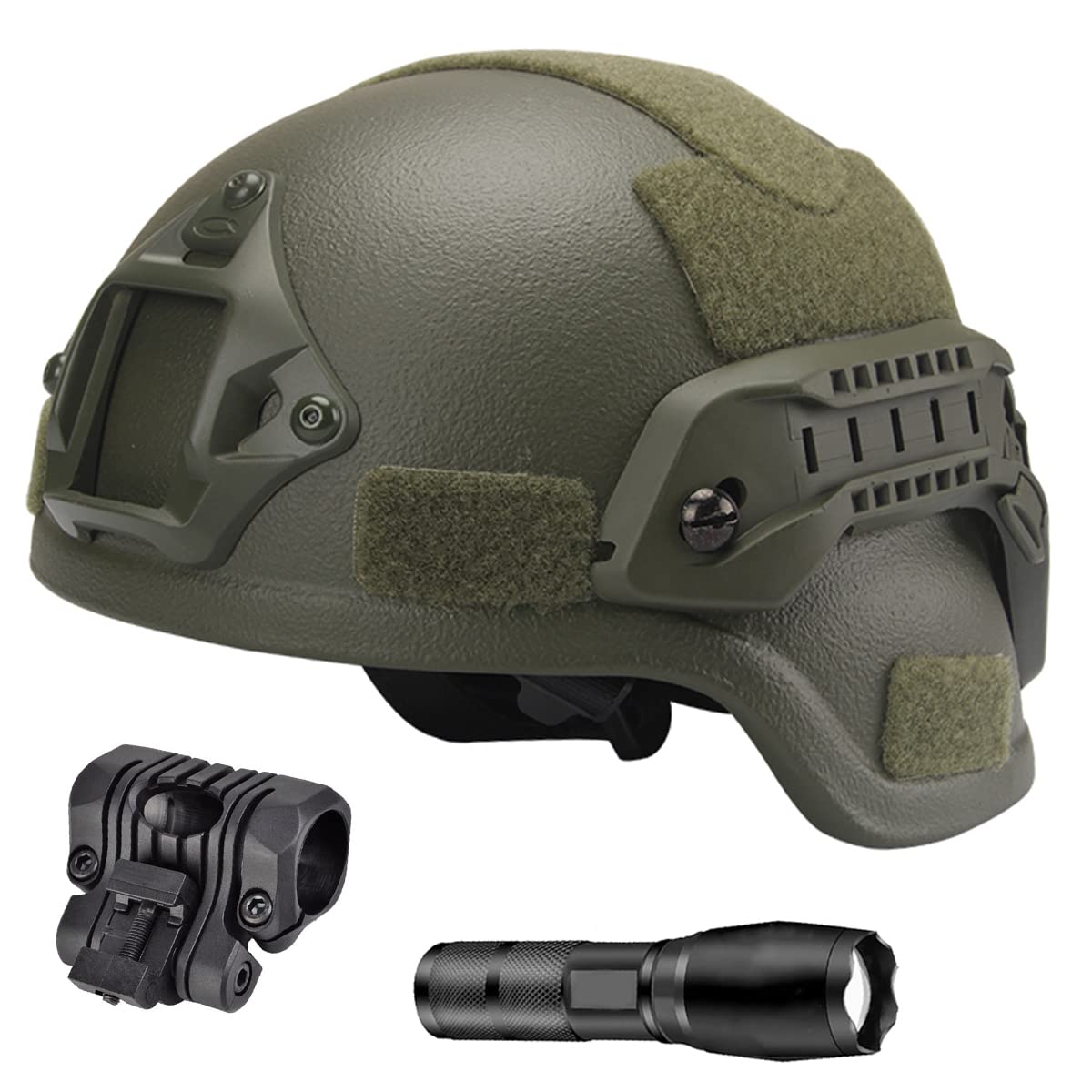 ANSNOW Casque Pare-Balles Militaire Lourd Nij Iiia En Aramide, Gilet Airsoft, Porte-Plaque À Dégagement Rapide, Gilet Tactique Militaire, Avec Lampe de Poche Et Support/C1