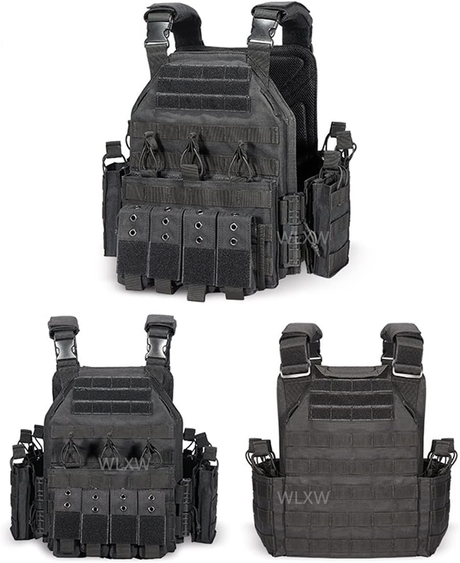 ANSNOW Casque Pare-Balles Militaire Lourd Nij Iiia En Aramide, Gilet Airsoft, Porte-Plaque À Dégagement Rapide, Gilet Tactique Militaire, Avec Lampe de Poche Et Support/C1