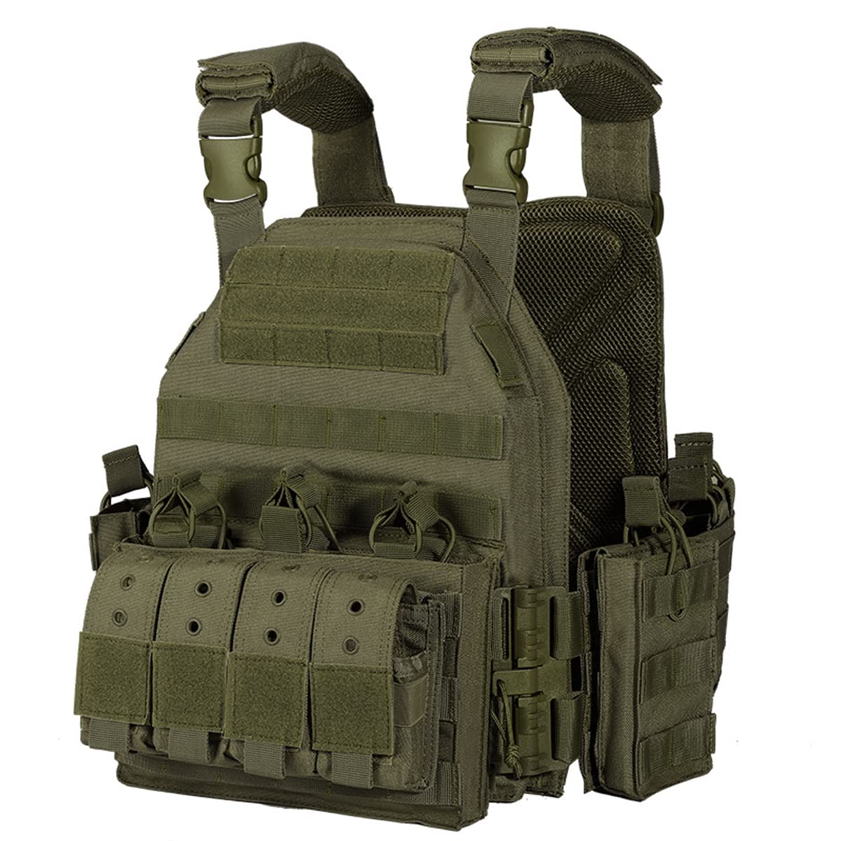 ANSNOW Casque Pare-Balles Militaire Lourd Nij Iiia En Aramide, Gilet Airsoft, Porte-Plaque À Dégagement Rapide, Gilet Tactique Militaire, Avec Lampe de Poche Et Support/C1