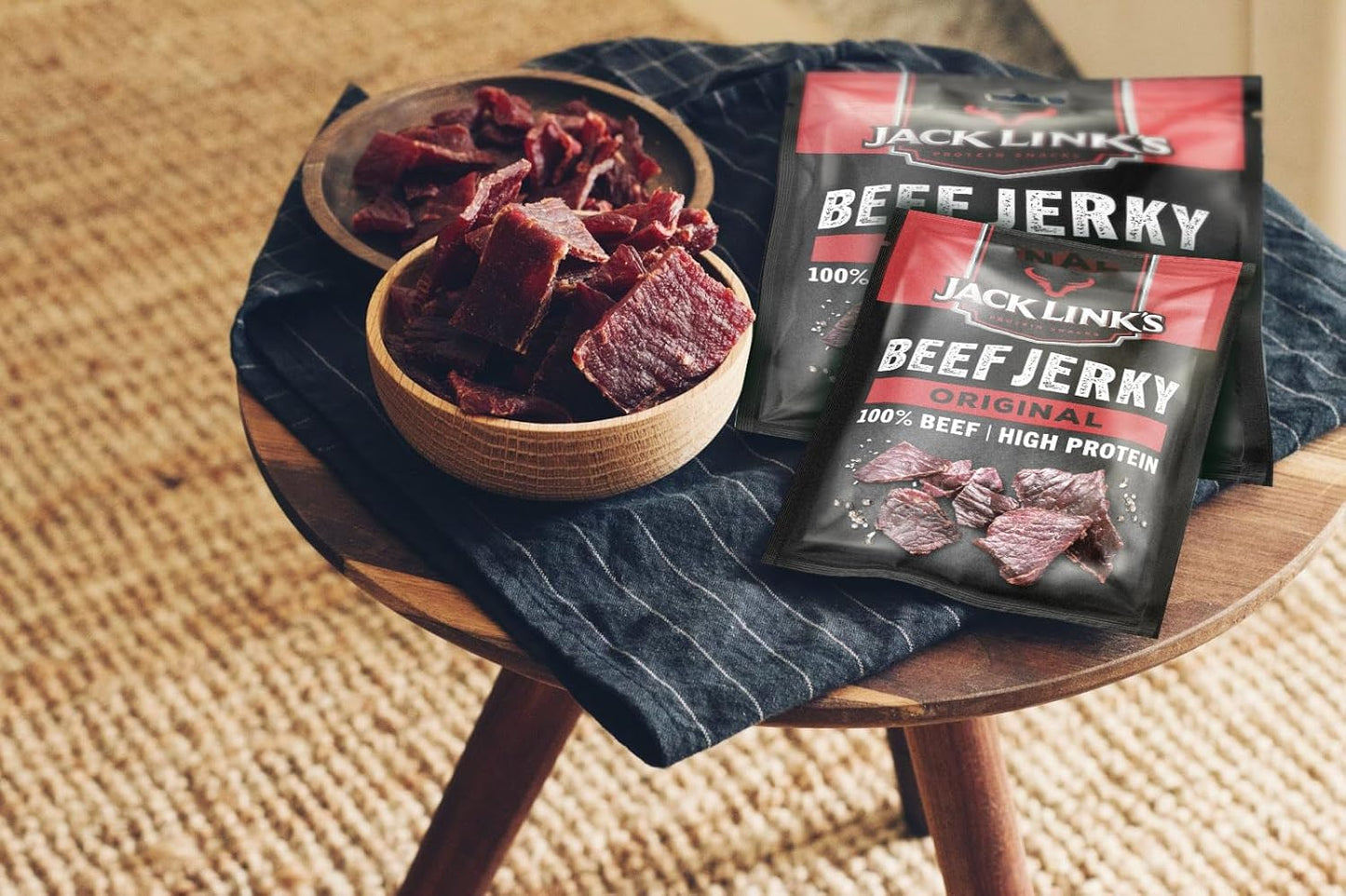 Jack Links Beef Jerky Original (12 x 60 g) - Viande séchée - Riche en protéine snack - Boeuf séché Jack Link's