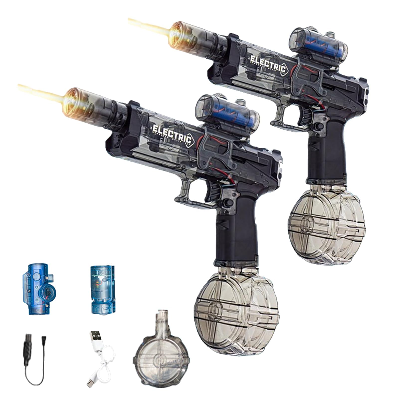 Pistolet à Eau électrique Anti-Fuite, Jouet de Plage pour Adultes, Pistolet à Eau électrique Longue portée avec lumière (Black)