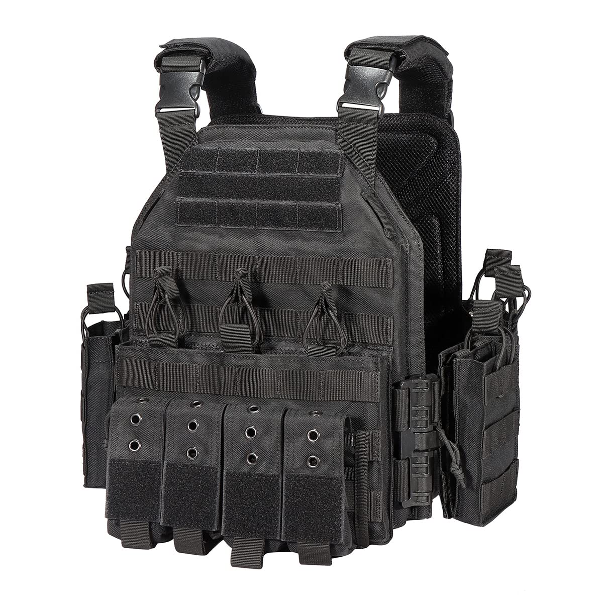 ANSNOW Casque Pare-Balles Militaire Lourd Nij Iiia En Aramide, Gilet Airsoft, Porte-Plaque À Dégagement Rapide, Gilet Tactique Militaire, Avec Lampe de Poche Et Support/C1