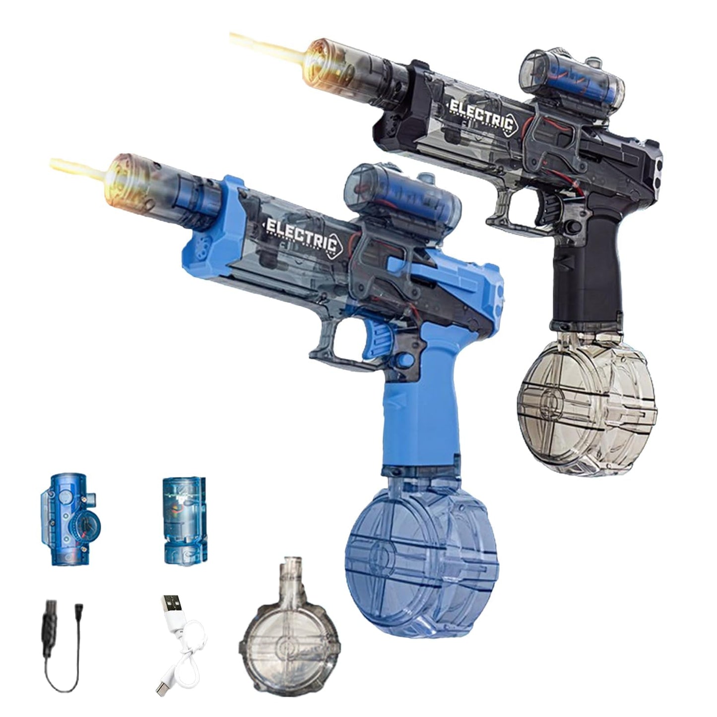 Pistolet à Eau électrique Anti-Fuite, Jouet de Plage pour Adultes, Pistolet à Eau électrique Longue portée avec lumière (Black)