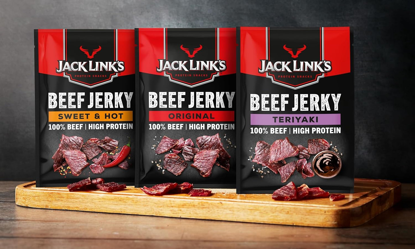 Jack Links Beef Jerky Original (12 x 60 g) - Viande séchée - Riche en protéine snack - Boeuf séché Jack Link's