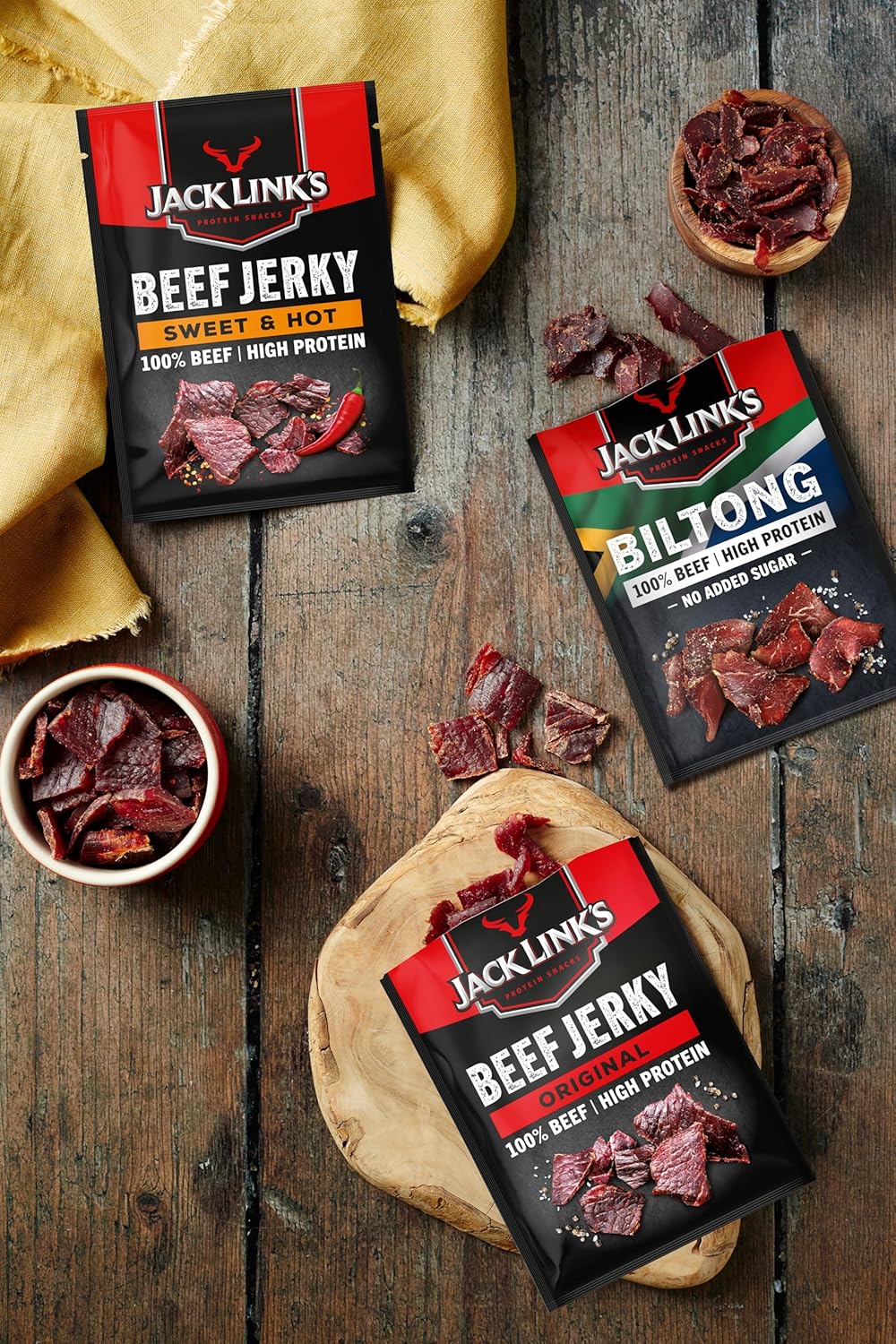 Jack Links Beef Jerky Original (12 x 60 g) - Viande séchée - Riche en protéine snack - Boeuf séché Jack Link's