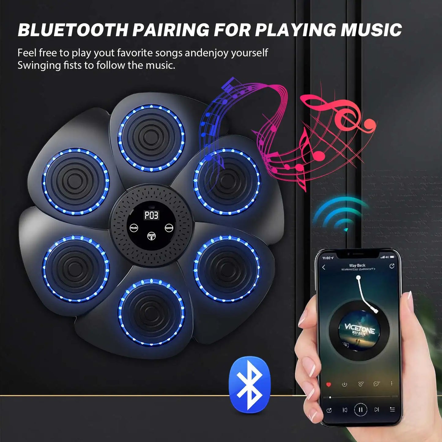 Machine de Boxe Intelligente Bluetooth avec Musique - Entraînement et Décompression - BLACKBEARD OUTDOOR INDUSTRIES
