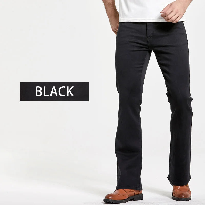 Jean Homme Bootcut Légèrement Évasé Slim Fit – Pantalon en Denim Stretch Classique, Bleu ou Noir, Tendance Designer BLACKBEARD OUTDOOR INDUSTRIES