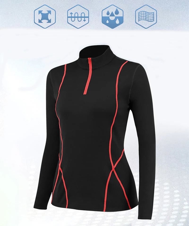 Ensemble de Sous-Vêtements Thermiques pour Femmes – T-Shirt à Col Montant et legging en Polyester et Spandex, Séchage Rapide, Chaud et Respirant - BLACKBEARD OUTDOOR INDUSTRIES
