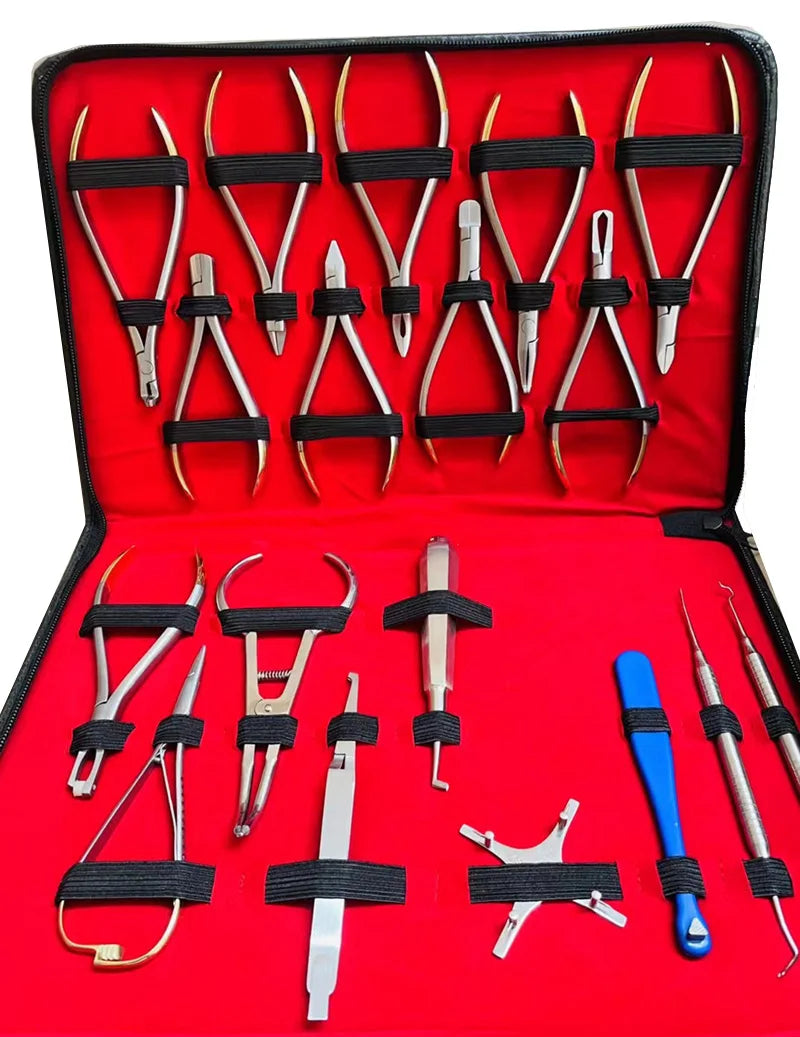 Kit Complet 18 Pièces d’Outils Orthodontiques avec Localisateur de Brackets TC – DENTOSEE Ma boutique