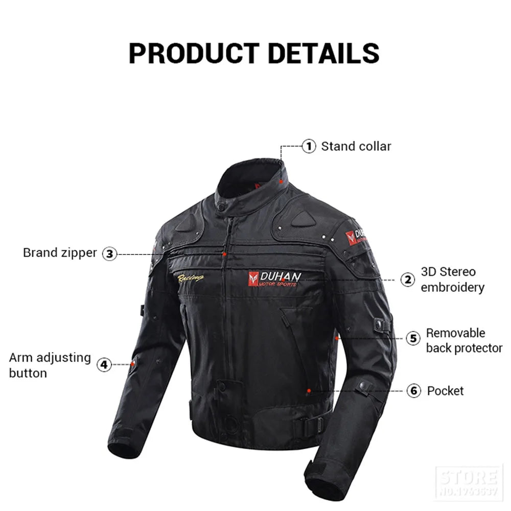 DUHAN Ensemble Moto Homme – Veste et Pantalon Moto Hiver Résistant au Vent et à l'Usure, avec Protections Corps - BLACKBEARD OUTDOOR INDUSTRIES