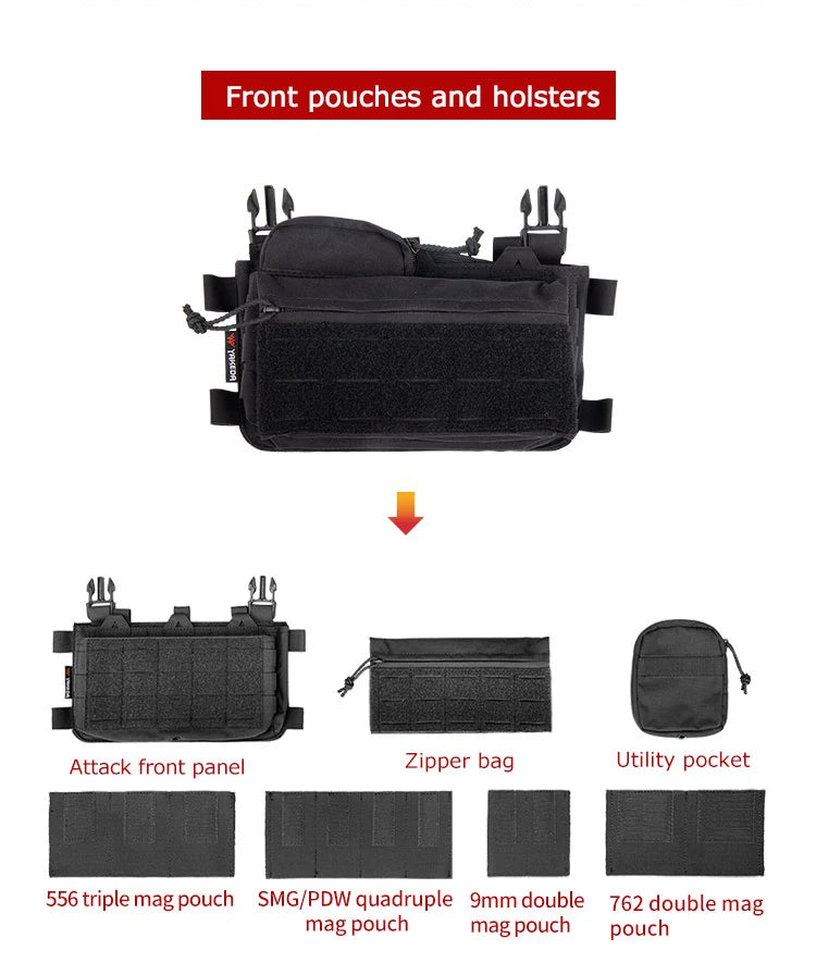YAKEDA – Chest Rig Tactique Modulaire | Gilet Mini-Rig Léger avec Système de Dégagement Rapide Ma boutique