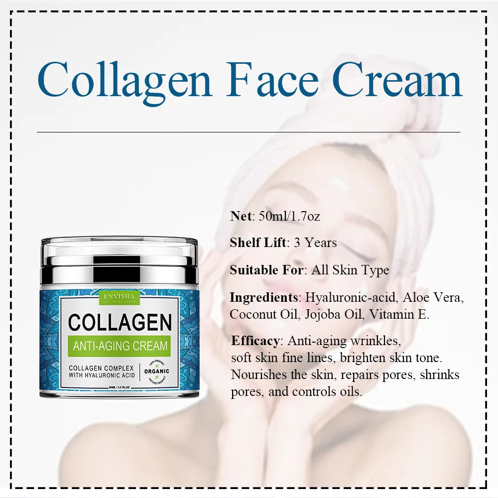 Crème Visage ENVISHA – Collagène & Acide Hyaluronique pour Anti-Âge et Hydratation de la Peau BLACKBEARD OUTDOOR INDUSTRIES