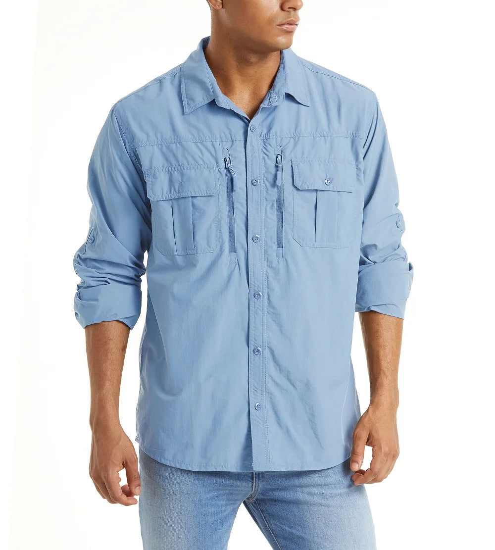 Chemise Cargo Homme TACVASEN – Respirante & Séchage Rapide Manches longues • Multi-poches • Randonnée, Pêche, Travail, Outdoor - BLACKBEARD OUTDOOR INDUSTRIES