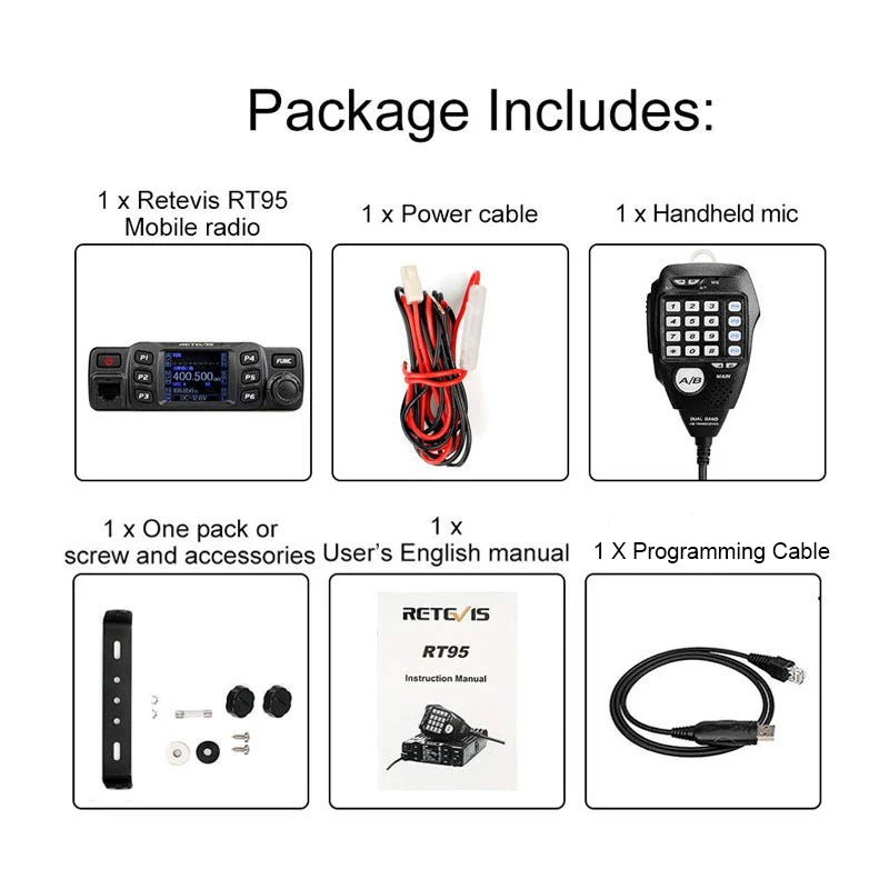 Retevis RT95 – Radio Mobile Bi-Bande VHF/UHF 25W | Transceiver Voiture, Camping, Base Station - BLACKBEARD OUTDOOR INDUSTRIES