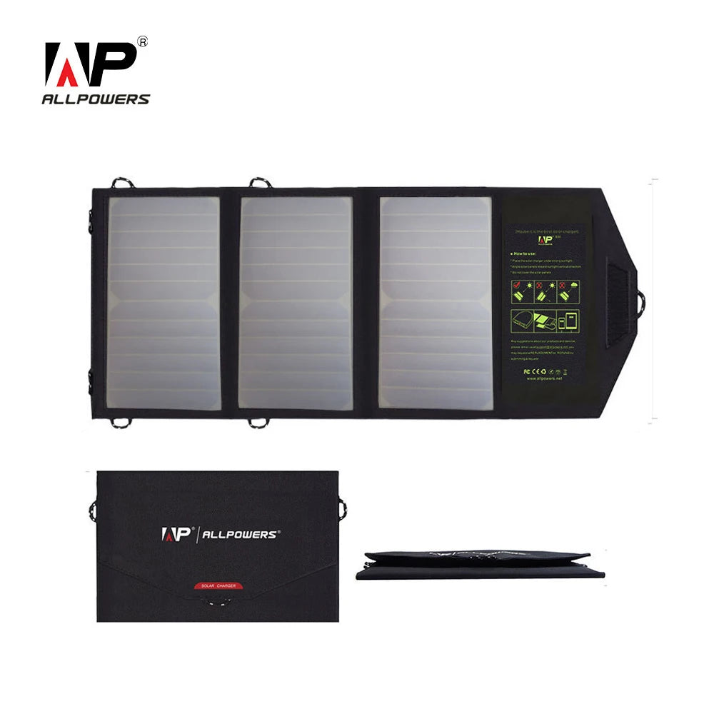 ALLPOWERS Chargeur Solaire Pliable 21W avec Batterie 10000mAh – USB-C / USB-A / Type-C – Étanche & Ultra-Efficace - BLACKBEARD OUTDOOR INDUSTRIES