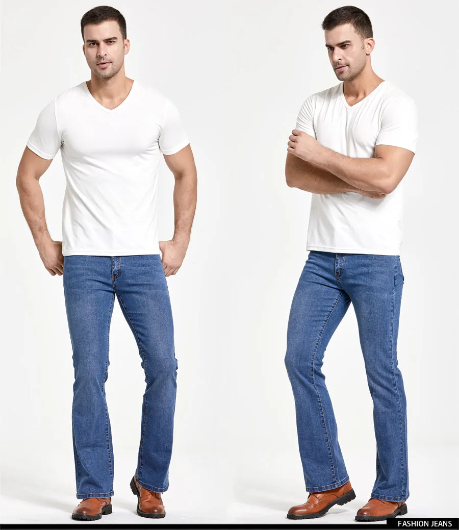 Jean Homme Bootcut Légèrement Évasé Slim Fit – Pantalon en Denim Stretch Classique, Bleu ou Noir, Tendance Designer BLACKBEARD OUTDOOR INDUSTRIES