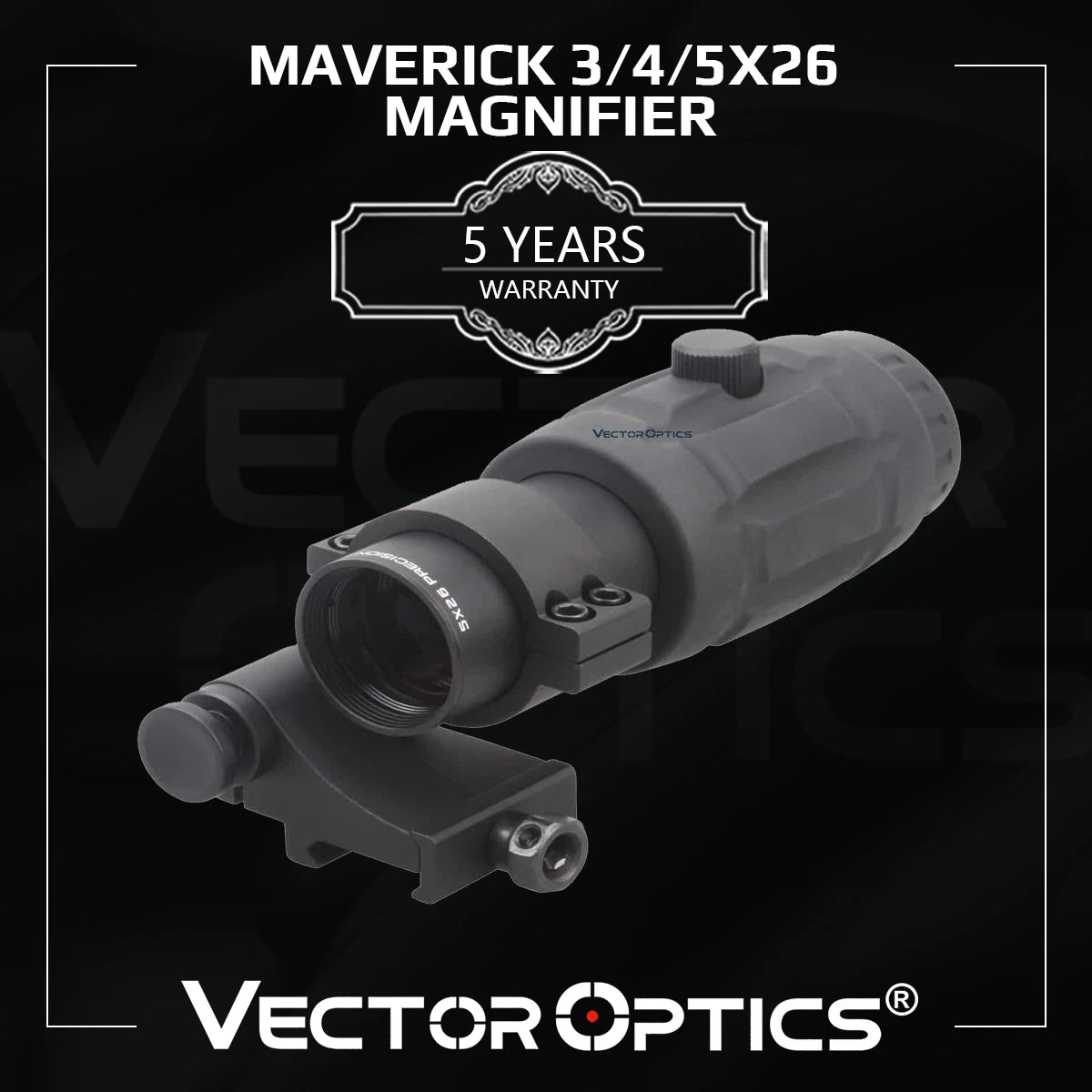 Vector Optics Magnifier 3x, 4x, 5x avec Monture à Pivot – Amplificateur de Précision pour Viseur Point Rouge (Compatible avec Maverick Scrapper) - BLACKBEARD OUTDOOR INDUSTRIES