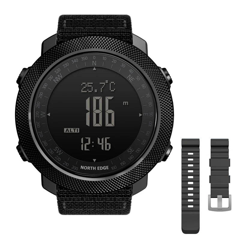NORTH EDGE APACHE 3 Montre Digitale Sportive pour Homme - Altimètre, Baromètre, Boussole, Thermomètre, Résistante à l'Eau 50m BLACKBEARD OUTDOOR INDUSTRIES