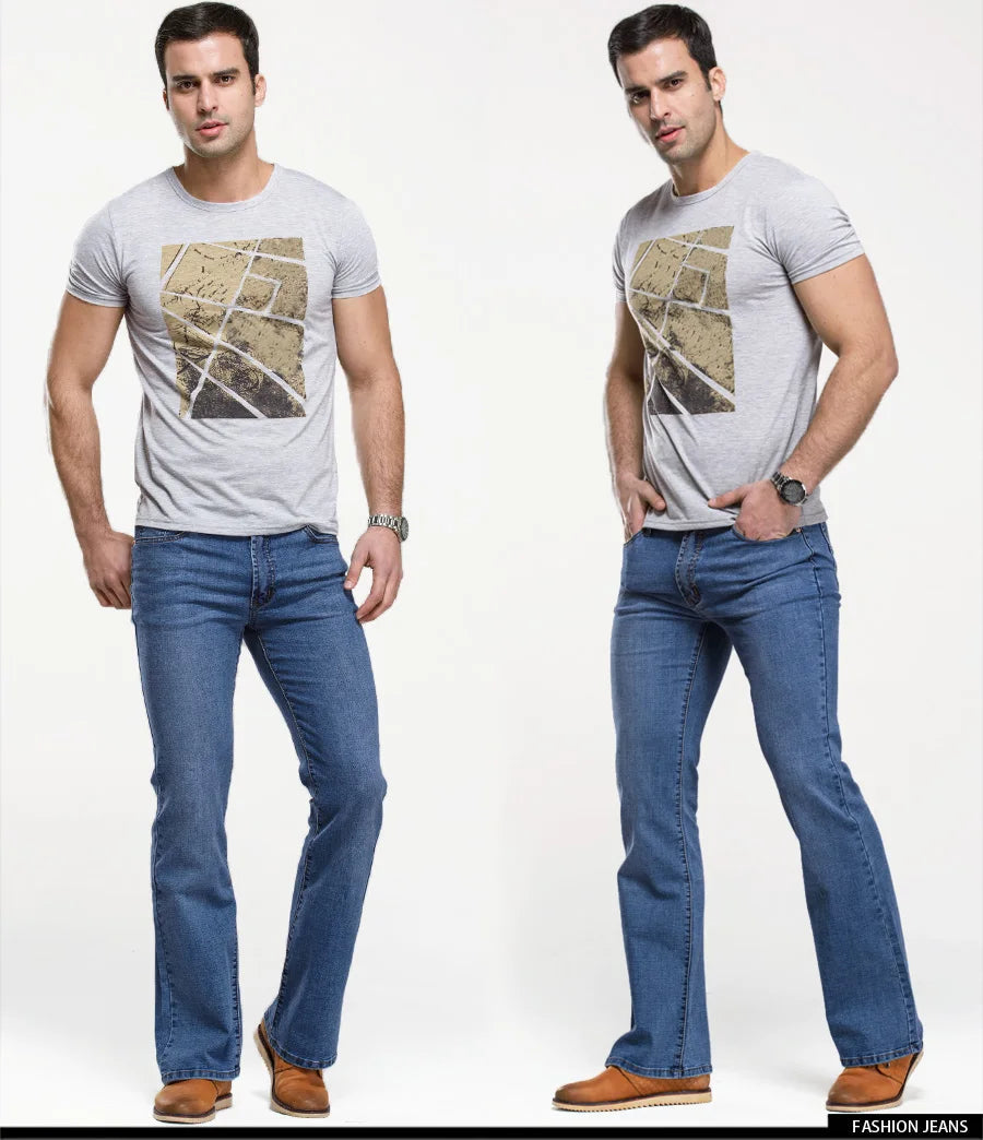 Jean Homme Bootcut Légèrement Évasé Slim Fit – Pantalon en Denim Stretch Classique, Bleu ou Noir, Tendance Designer BLACKBEARD OUTDOOR INDUSTRIES