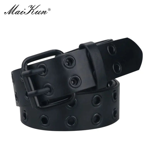 Ceinture Femme en Cuir PU Noir avec Boucle à Piquet et Trous d'Échappement – Ceinture de Taille Punk Gothique, Style Harajuku, Accessoire Tendance - BLACKBEARD OUTDOOR INDUSTRIES