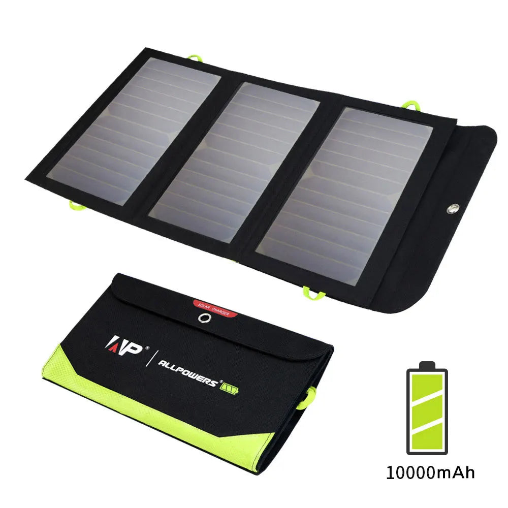 ALLPOWERS Chargeur Solaire Pliable 21W avec Batterie 10000mAh – USB-C / USB-A / Type-C – Étanche & Ultra-Efficace - BLACKBEARD OUTDOOR INDUSTRIES