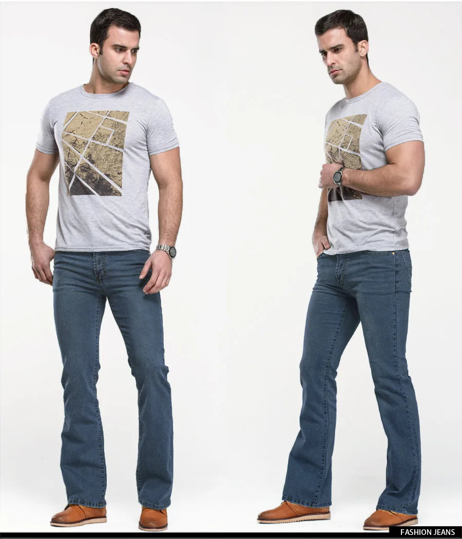 Jean Homme Bootcut Légèrement Évasé Slim Fit – Pantalon en Denim Stretch Classique, Bleu ou Noir, Tendance Designer BLACKBEARD OUTDOOR INDUSTRIES
