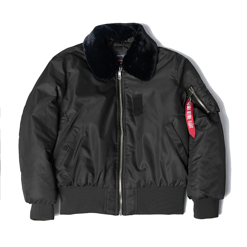 Veste Bombardier Homme B-15 – Col Fourrure Hiver Style Militaire • Épaissie • Nylon Déperlant • Inspirée WW2 - BLACKBEARD OUTDOOR INDUSTRIES