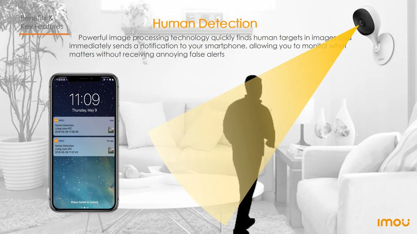 IMOU Cue 2C – Caméra de Surveillance Intérieure 1080P avec Détection Humaine IA & Vision Nocturne Ma boutique