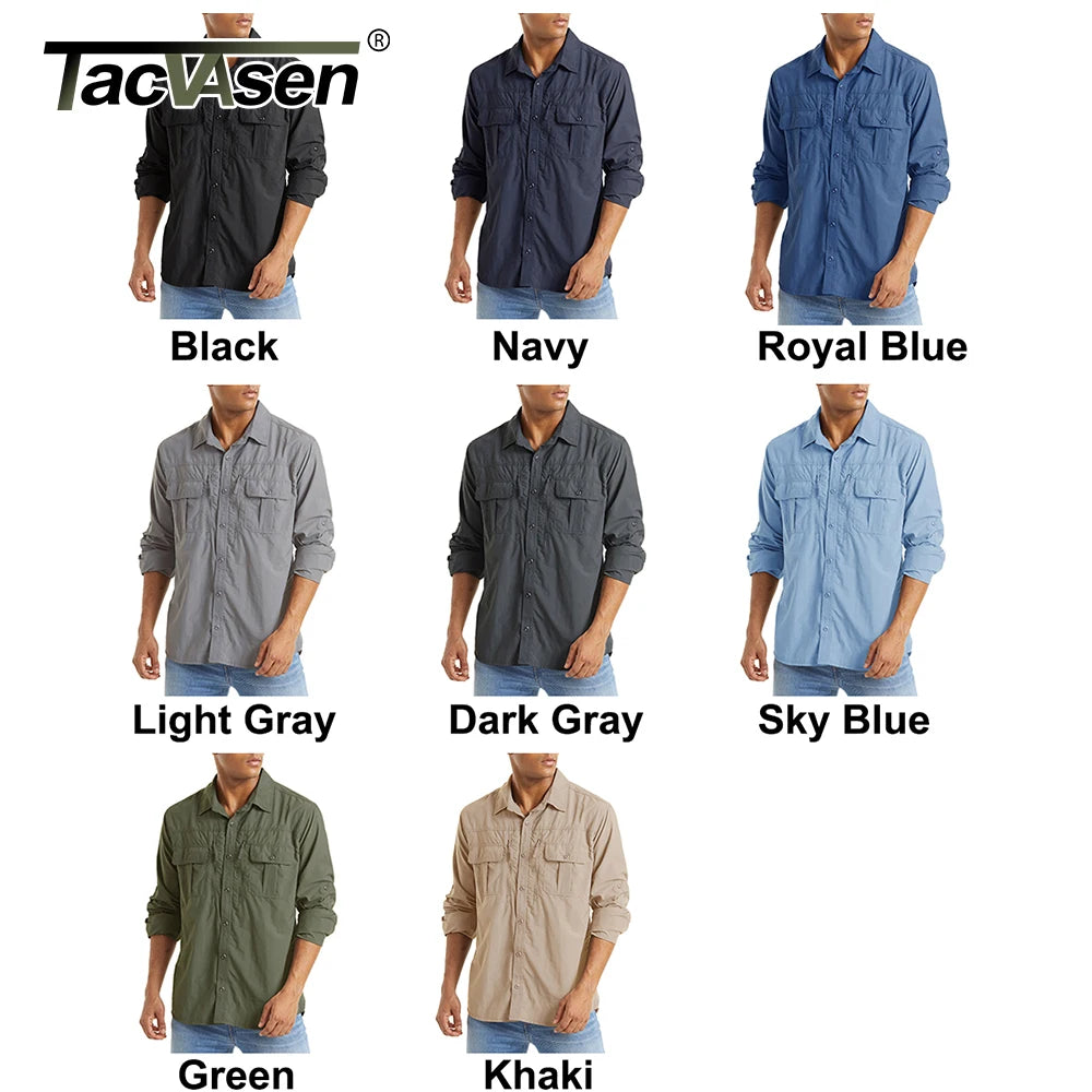 Chemise Homme TACVASEN | Manches Longues | Séchage Rapide | Protection UV | Poches Zippées | Randonnée & Travail Extérieur - BLACKBEARD OUTDOOR INDUSTRIES