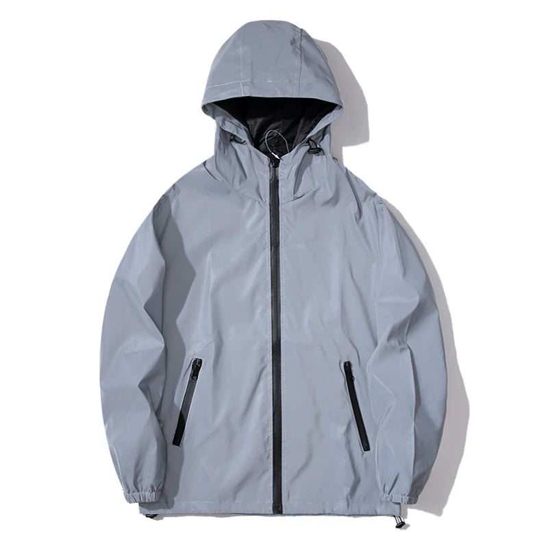 Veste Réfléchissante Homme Streetwear | Coupe-Vent Hip Hop • Étanche • Capuche • Effet Nuit & Jour - BLACKBEARD OUTDOOR INDUSTRIES
