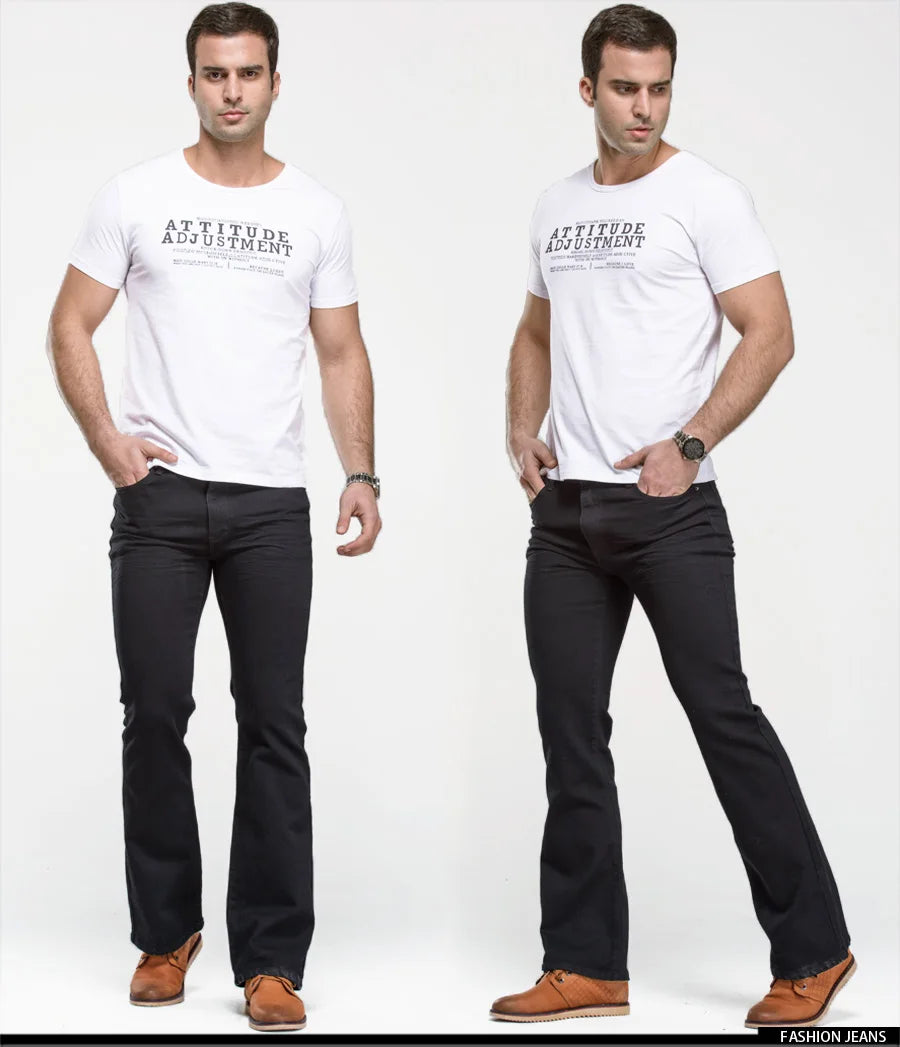 Jean Homme Bootcut Légèrement Évasé Slim Fit – Pantalon en Denim Stretch Classique, Bleu ou Noir, Tendance Designer BLACKBEARD OUTDOOR INDUSTRIES