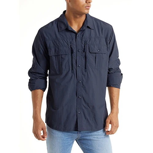 Chemise Cargo Homme TACVASEN – Respirante & Séchage Rapide Manches longues • Multi-poches • Randonnée, Pêche, Travail, Outdoor - BLACKBEARD OUTDOOR INDUSTRIES