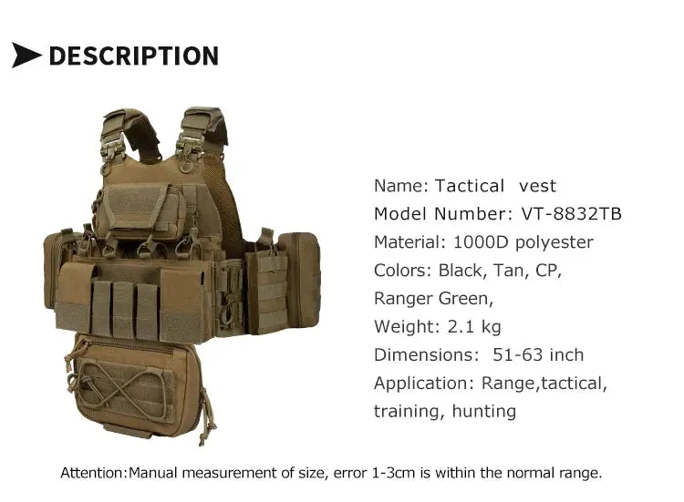 YAKEDA Porte-Plaque VT-8832 - dégagement rapide avec système MOLLE et pochettes utilitaires Ma boutique