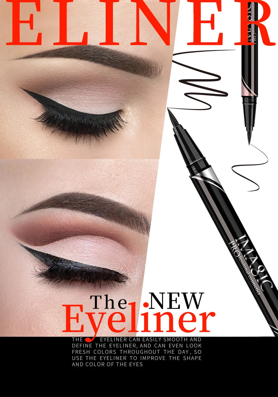 IMAGIC Waterproof Eyeliner - Long-Lasting Matte & Shimmer Finish Eyeliner Pen BLACKBEARD OUTDOOR INDUSTRIES