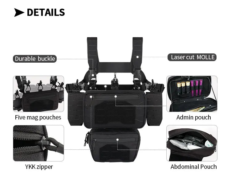 YAKEDA Tactical Mini Chest Rig – Laser Cut MOLLE Ma boutique