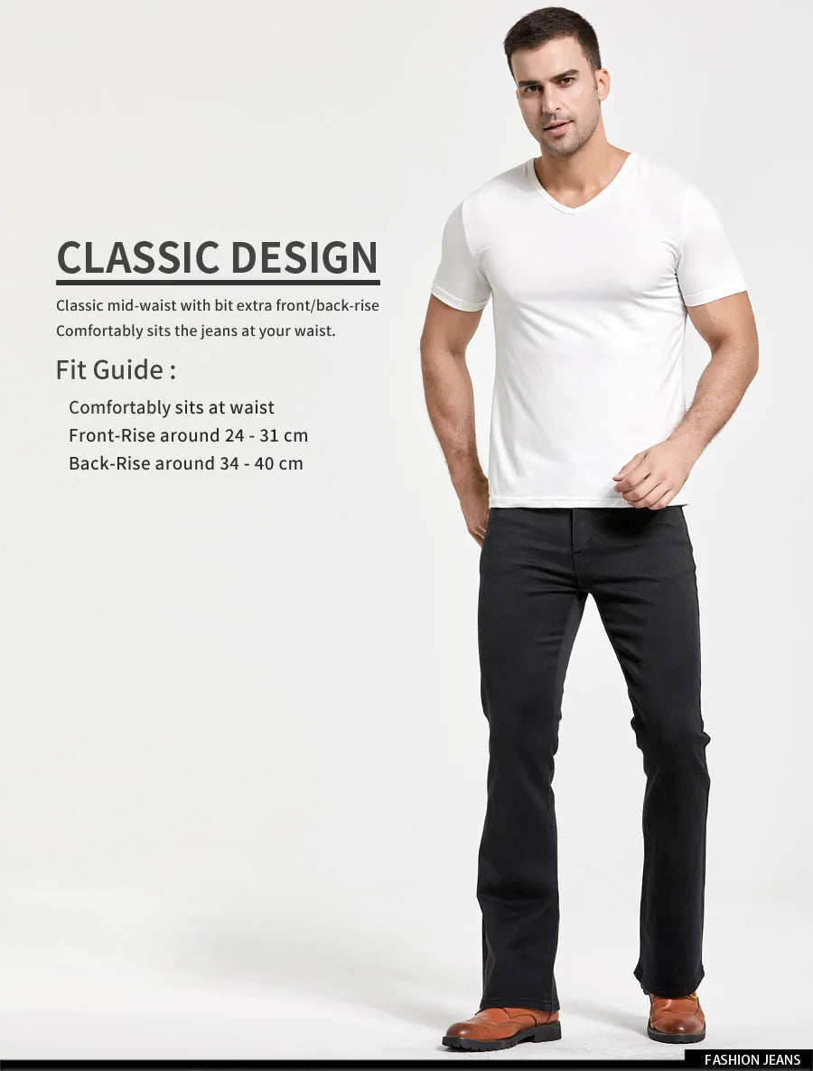 Jean Homme Bootcut Légèrement Évasé Slim Fit – Pantalon en Denim Stretch Classique, Bleu ou Noir, Tendance Designer BLACKBEARD OUTDOOR INDUSTRIES