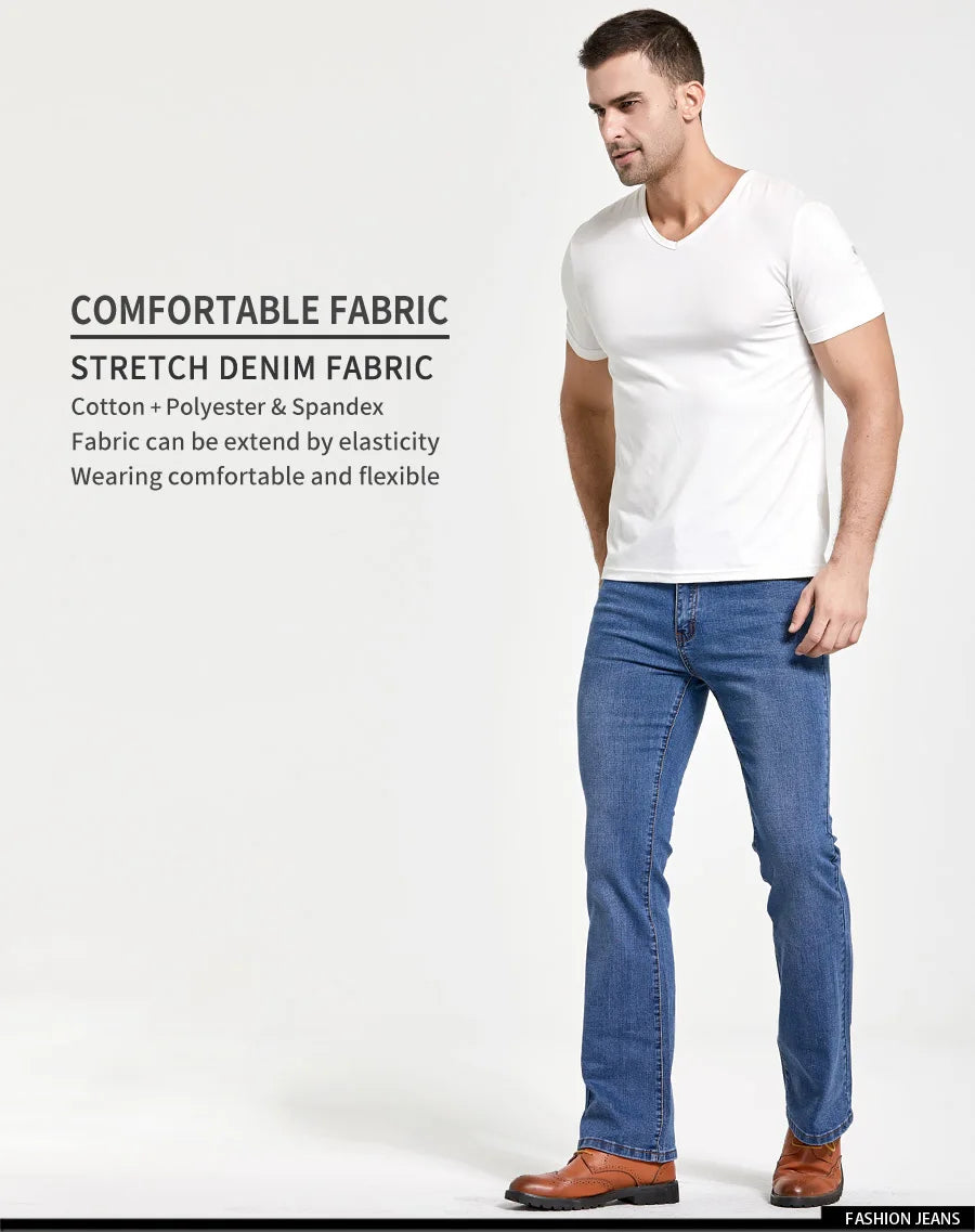 Jean Homme Bootcut Légèrement Évasé Slim Fit – Pantalon en Denim Stretch Classique, Bleu ou Noir, Tendance Designer BLACKBEARD OUTDOOR INDUSTRIES