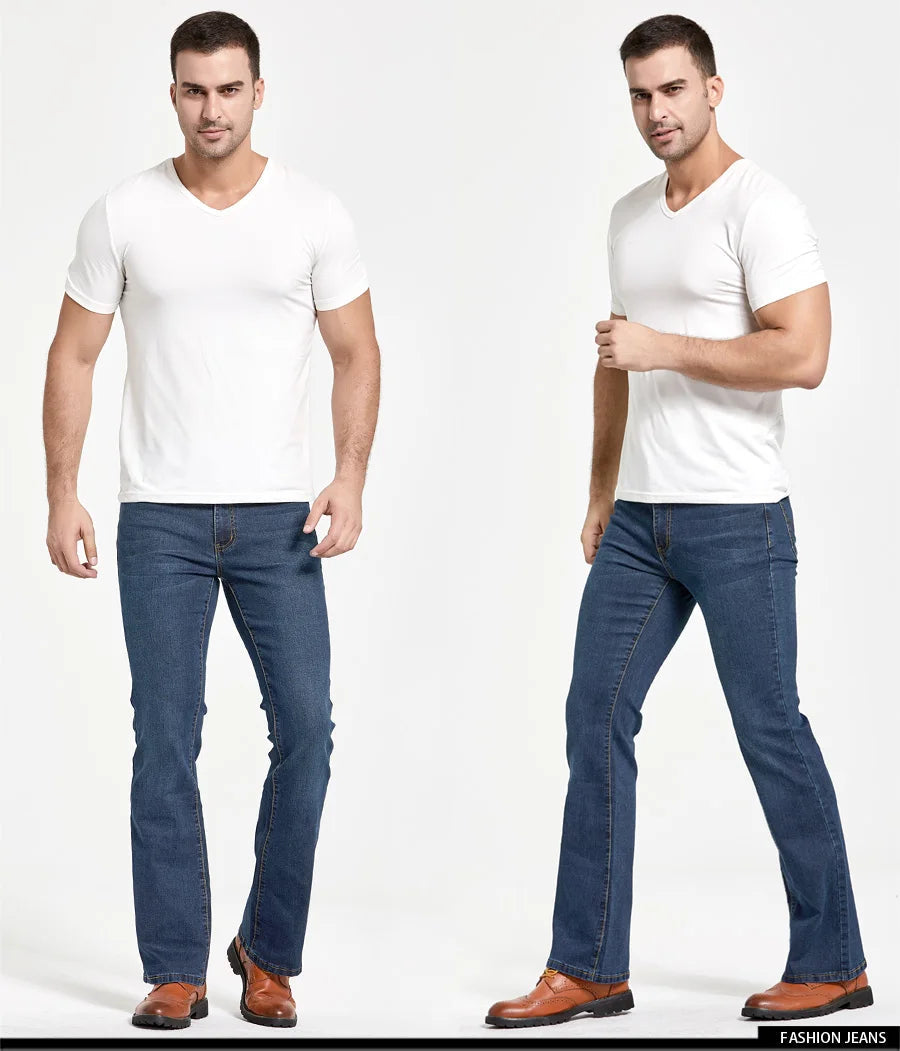 Jean Homme Bootcut Légèrement Évasé Slim Fit – Pantalon en Denim Stretch Classique, Bleu ou Noir, Tendance Designer BLACKBEARD OUTDOOR INDUSTRIES