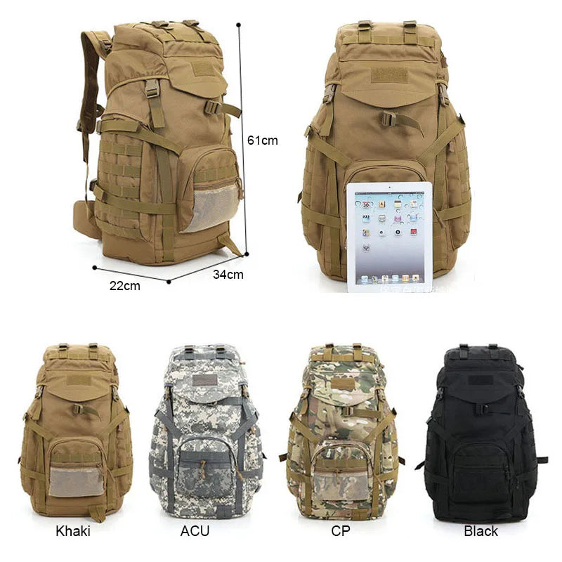 Sac à Dos Tactique Molle 60L – Grande Capacité, Imperméable, Camouflage - BLACKBEARD OUTDOOR INDUSTRIES