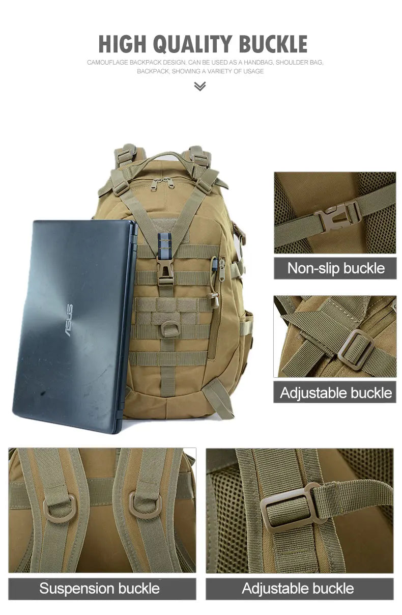 Sac à Dos de Camping 40L – Sac de Voyage Tactique Molle pour Homme, Rucksack de Randonnée et Escalade, Sac à Épaule Réfléchissant Outdoor - BLACKBEARD OUTDOOR INDUSTRIES