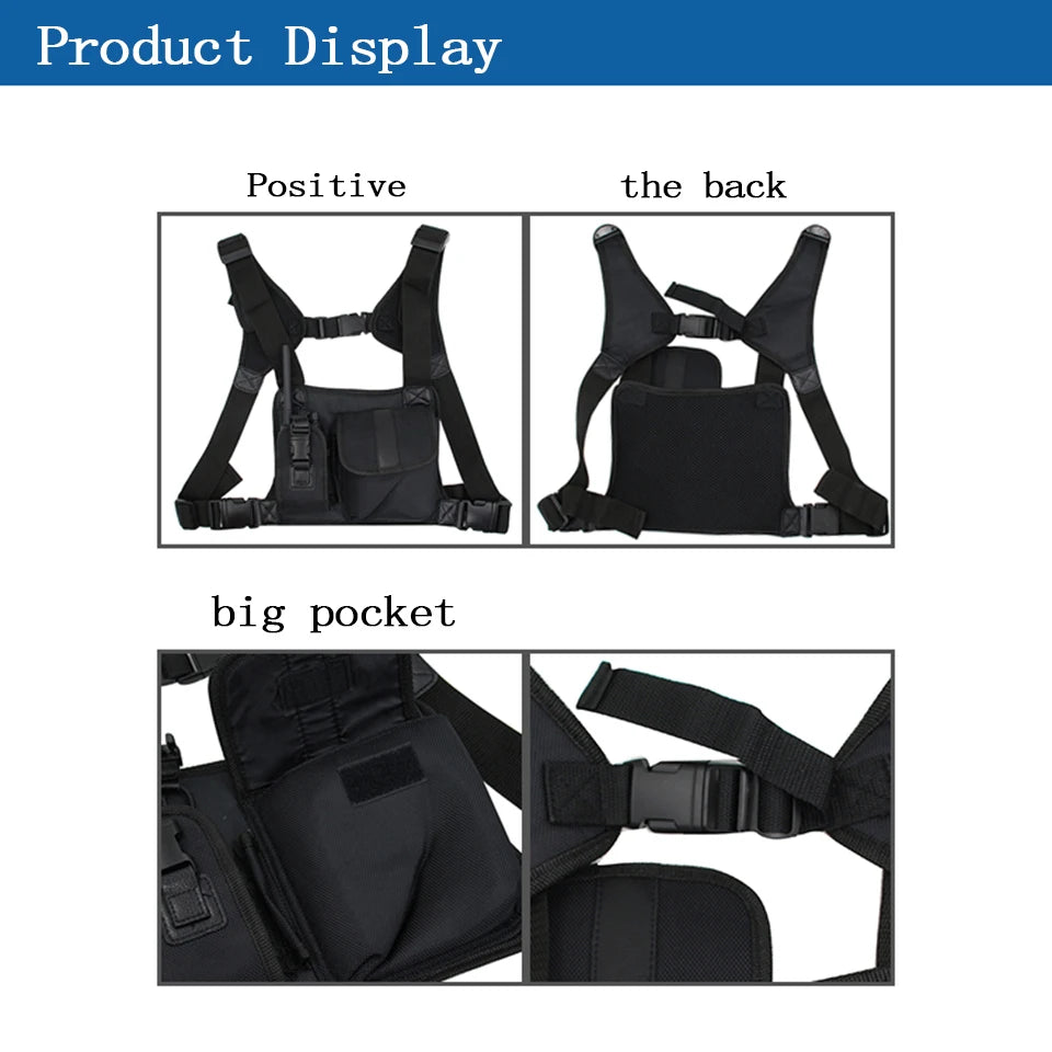 Sac à Poitrine pour Radio de Communication (Walkie Talkie) | Harnais et Poche Porte-radio pour Baofeng, Motorola, ICOM, TYT BLACKBEARD OUTDOOR INDUSTRIES