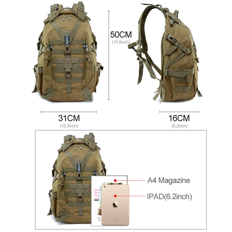 Sac à Dos de Camping 40L – Sac de Voyage Tactique Molle pour Homme, Rucksack de Randonnée et Escalade, Sac à Épaule Réfléchissant Outdoor - BLACKBEARD OUTDOOR INDUSTRIES