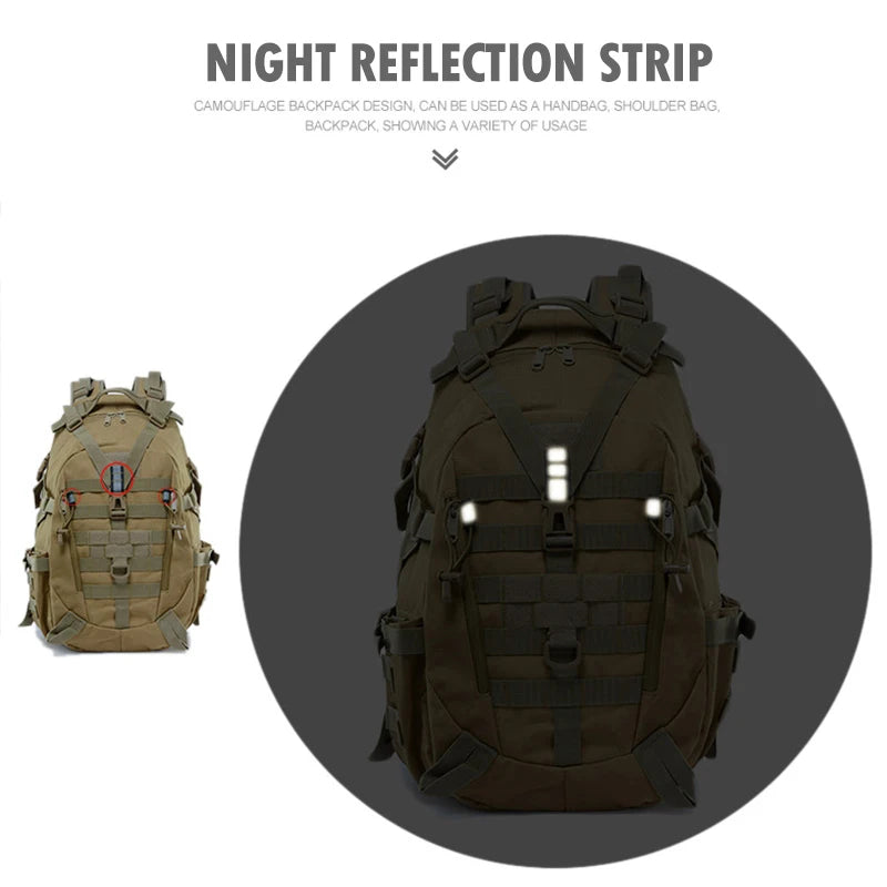 Sac à Dos de Camping 40L – Sac de Voyage Tactique Molle pour Homme, Rucksack de Randonnée et Escalade, Sac à Épaule Réfléchissant Outdoor - BLACKBEARD OUTDOOR INDUSTRIES