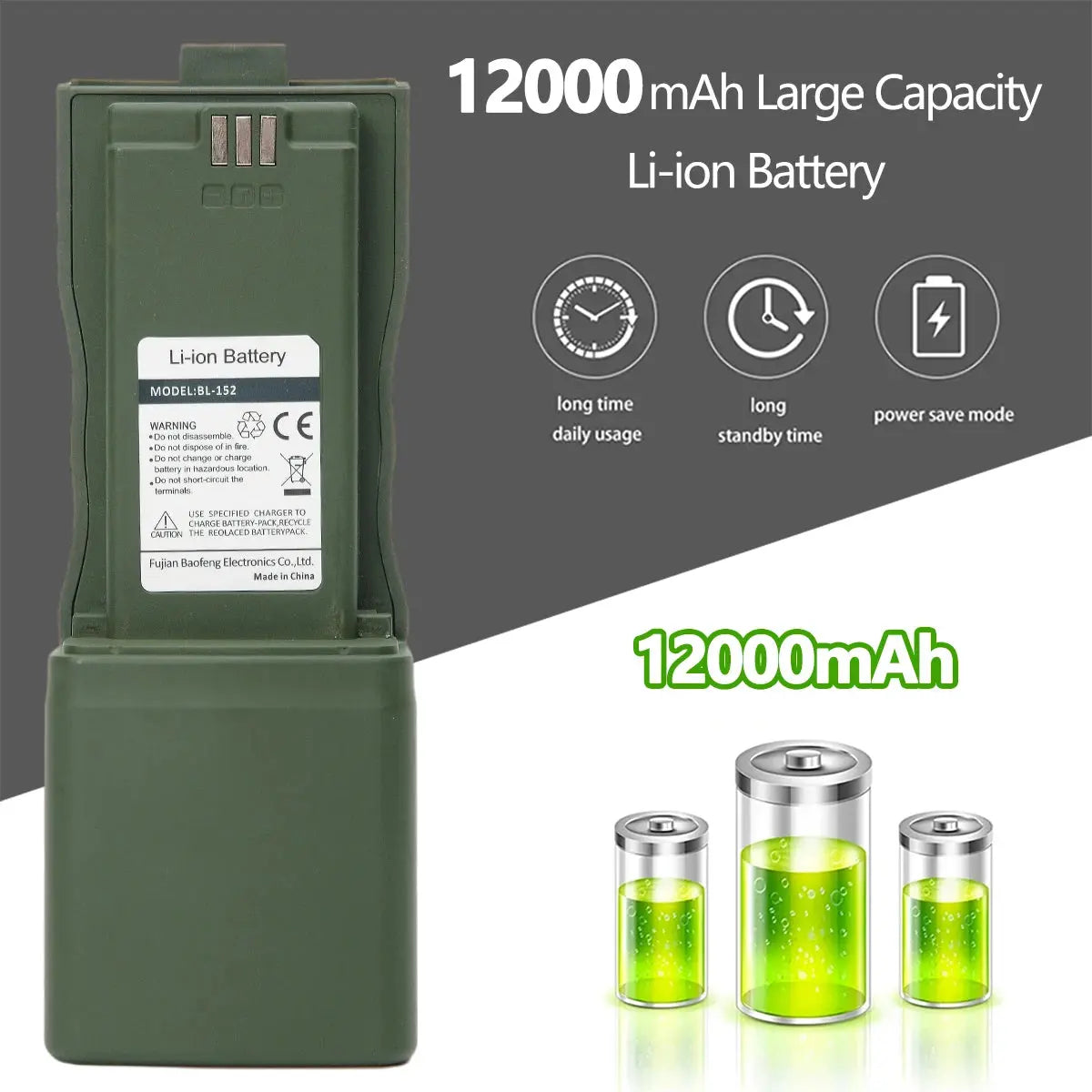 Baofeng AR-152 – Radio Tactique Puissante 25W | Batterie 12000 mAh | Portée jusqu'à 15 kml Longue portée type AN PRC-152 Ma boutique