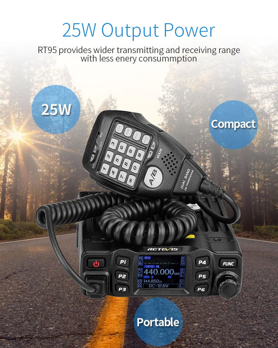 Retevis RT95 – Radio Mobile Bi-Bande VHF/UHF 25W | Transceiver Voiture, Camping, Base Station - BLACKBEARD OUTDOOR INDUSTRIES
