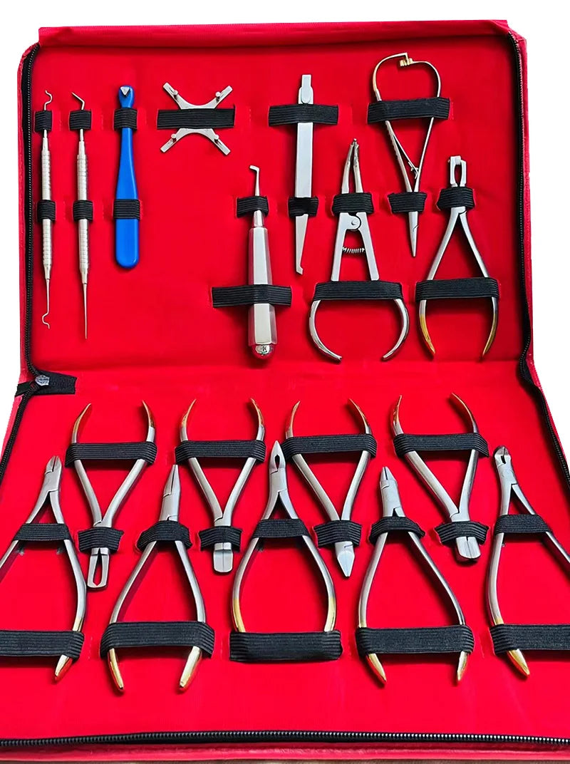 Kit Complet 18 Pièces d’Outils Orthodontiques avec Localisateur de Brackets TC – DENTOSEE Ma boutique